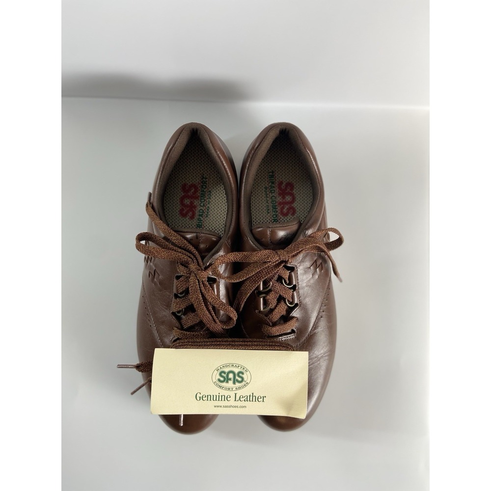 SAS Free Time Shoes 10N Brown Leather Comfort Walking Lace Up Womens USA